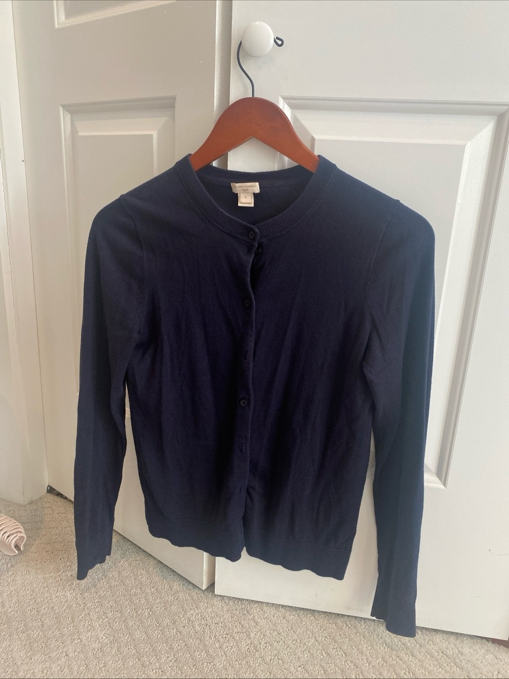 J. Crew Navy Button-Up Crewneck Cardigan - Women